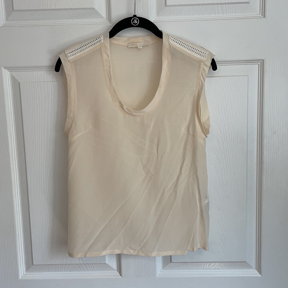 Maje Cream Sleeveless High to Low Top